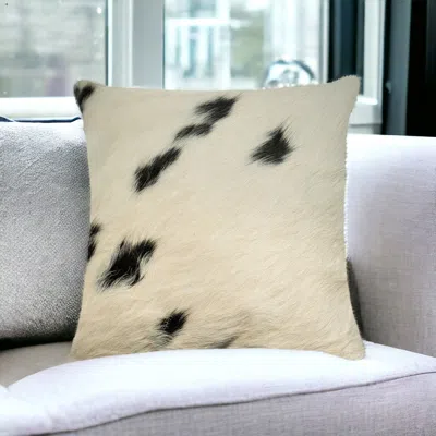 Homezia 18" Black And White Cowhide Throw Pillow