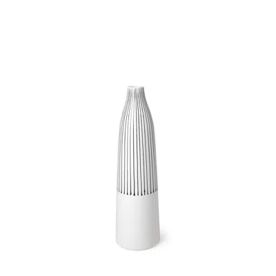 Homezia 18" Black And White Pinstriope Narrow Ceramic Vase