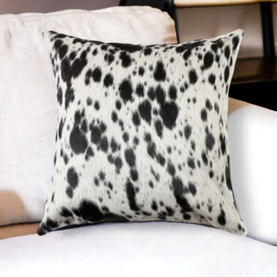 Homezia 18" Black Cowhide Throw Pillow