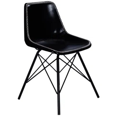 Homezia 18" Black Faux Leather Side Chair