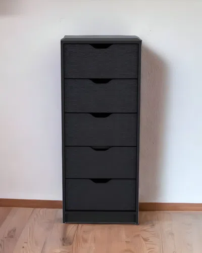 Homezia 18" Black Five Drawer Standard Chest