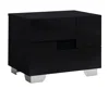 Homezia 18" Black Two Drawers Metal Mirrored Nightstand