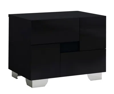 Homezia 18" Black Two Drawers Metal Mirrored Nightstand