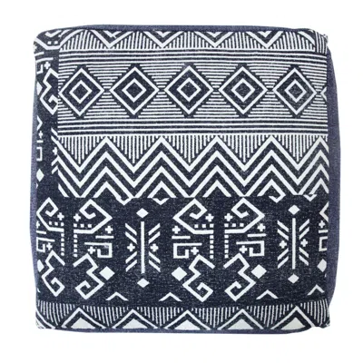 Homezia 18" Blue 100% Cotton Ottoman