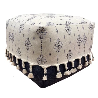 Homezia 18" Blue 100% Cotton Ottoman