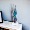 Homezia 18" Blue And Green Murano Glass Modern Abstract Tabletop Sculpture