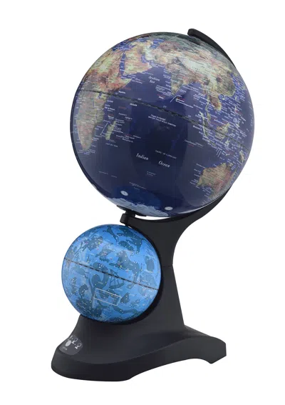 Homezia 18" Blue Black And Navy Polyresin Dual Globe