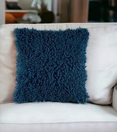 Homezia 18" Blue Boho Textured Modern Throw Pillow