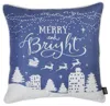 Homezia 18" Blue Christmas Merry Bright Throw Pillow Cover