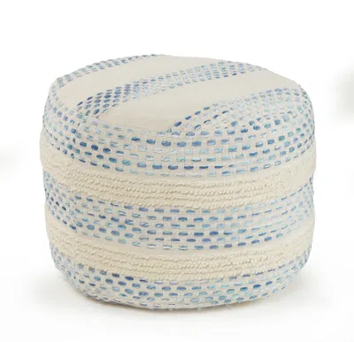 Homezia 18" Blue Cotton Blend Ottoman
