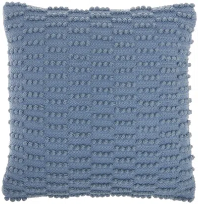 Homezia 18" Blue Dot And Stripe Polyester And Cotton Blend Throw Pillow With Texture