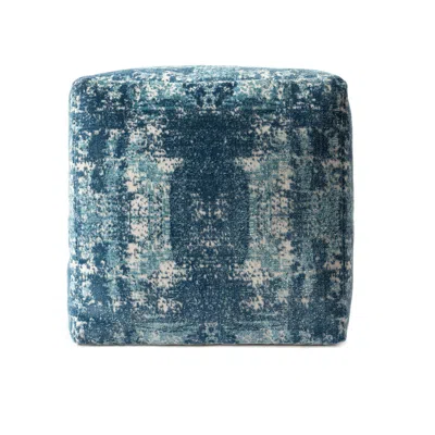 Homezia 18" Blue Polyester Blend Ottoman