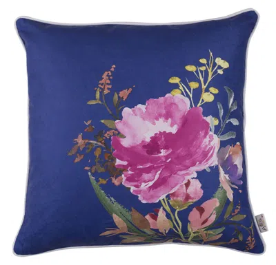 Homezia 18" Blue Watercolor Wild Flower Decorative Throw Pillow Cover In Purple