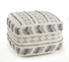 HOMEZIA 18" BLUE WOOL OTTOMAN