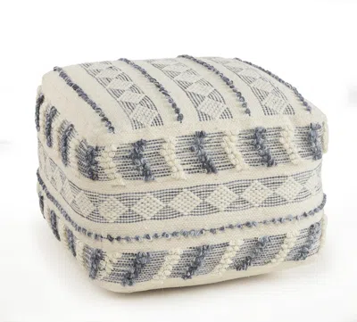 Homezia 18" Blue Wool Ottoman