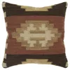 Homezia 18" Brown And Beige Geometric Jute Wool Blend Throw Pillow