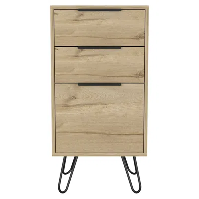 Homezia 18" Brown And Black Three Drawer Chest