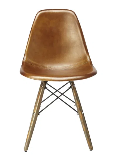 Homezia 18" Brown And Copper Faux Leather Side Chair