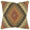 Homezia 18" Brown And Green Geometric Jute Wool Blend Throw Pillow
