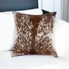 Homezia 18" Brown And White Cowhide Throw Pillow