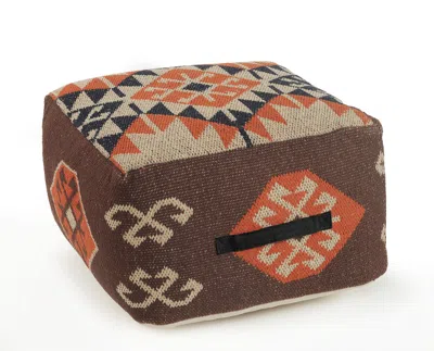 Homezia 18" Brown Cotton Blend Ottoman
