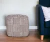 Homezia 18" Brown Cotton Cube Geometric Pouf Ottoman