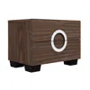Homezia 18" Brown Two Drawers Manufactured Wood Mirrored Nightstand