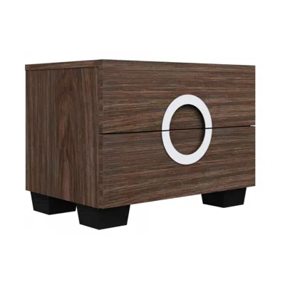 Homezia 18" Brown Two Drawers Manufactured Wood Mirrored Nightstand