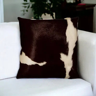 Homezia 18" Chocolate Cowhide Throw Pillow
