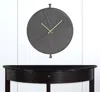 Homezia 18" Circle Black Wood And Solid Wood Analog Wall Clock