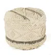 Homezia 18" Cream Wool Ottoman