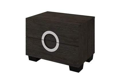 Homezia 18" Dark Brown Two Drawers Manufactured Wood Mirrored Nightstand