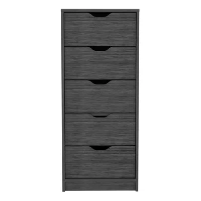 Homezia 18" Dark Gray Five Drawer Standard Chest