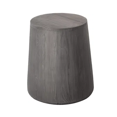 Homezia 18" Ebony Solid Wood Round End Table In Gray