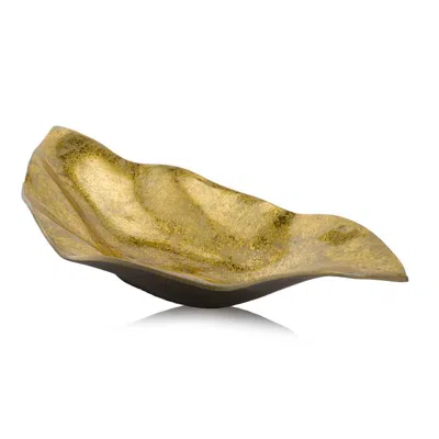 Homezia 18" Gold Modern Wavy Aluminum Centerpiece Bowl In Multi