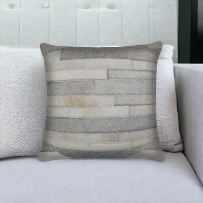 Homezia 18" Gray Cowhide Throw Pillow