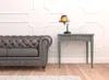 Homezia 18" Gray Metal Candlestick Table Lamp With Amber Empire Shade