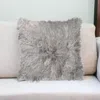 Homezia 18" Gray Sheepskin Throw Pillow