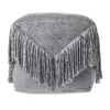 Homezia 18" Gray Wool Ottoman