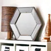 Homezia 18" Hexagon Wall Mounted Vintage Style Glass Frame Accent Mirror