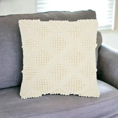 Homezia 18" Ivory Textured Diamonds Throw Pillow