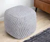 Homezia 18" Light Gray Cotton Blend Pouf Ottoman