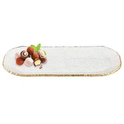 Homezia 18 Mouth Blown Oval Edge Gold Leaf Platter In Multi
