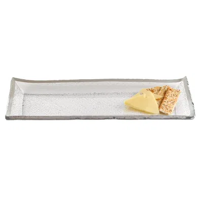 Homezia 18 Mouth Blown Rectangular Edge Silver Serving Platter Or Tray In Multi