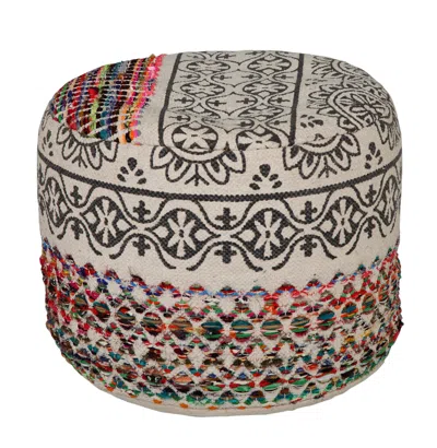 Homezia 18" Multicolored Cotton Blend Ottoman