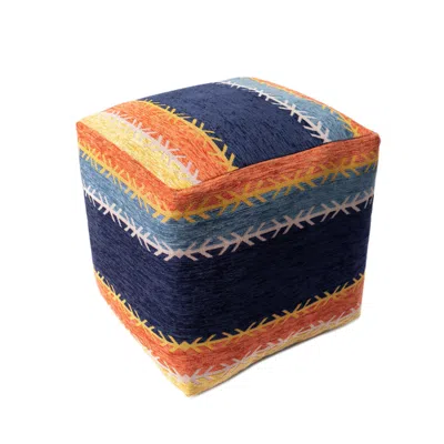 Homezia 18" Multicolored Polyester Blend Ottoman In Blue