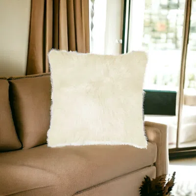 Homezia 18" Natural Sheepskin Throw Pillow