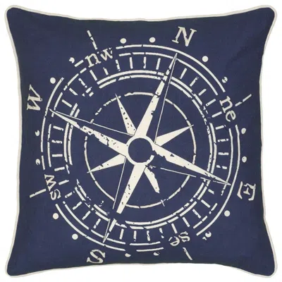 Homezia 18" Navy And White Nautical Compass Throw Pillow