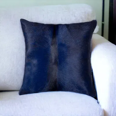 Homezia 18" Navy Cowhide Throw Pillow