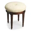 Homezia 18" Off White Linen And Dark Brown Ottoman